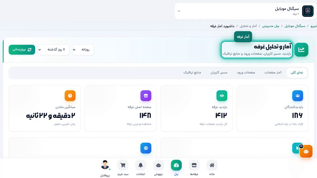 راهنمای آمار غرفه در پنل
