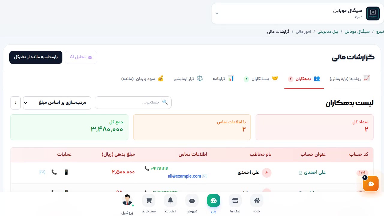 لیست بستانکاران